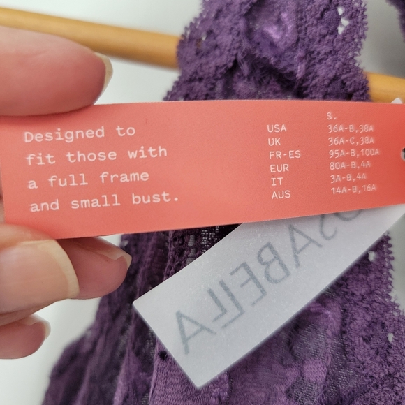 Cosabella Never Say Never Racerback Bralette Size Medium Zaadi Purple Lace - Picture 10 of 12